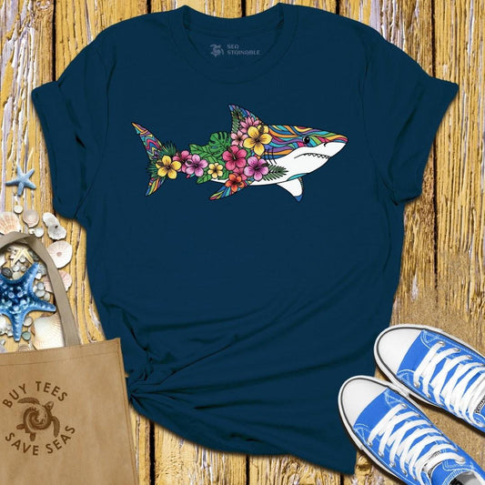 T-Shirt Navy / S Floral Shark T Shirt