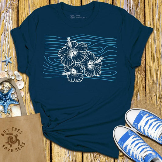 T-Shirt Navy / S Hibiscus Waves T Shirt