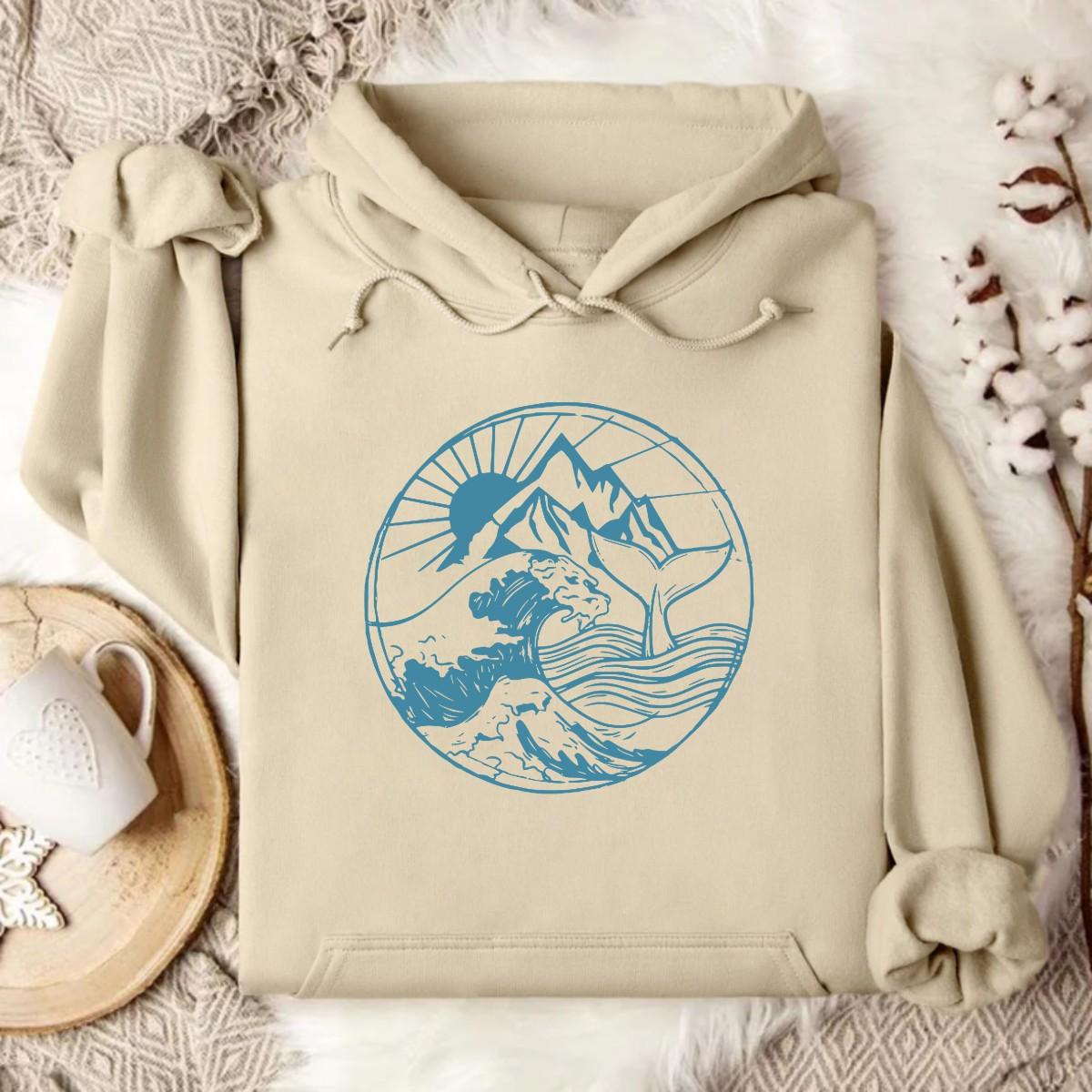 Stylish Sand Beige Ocean Hoodie