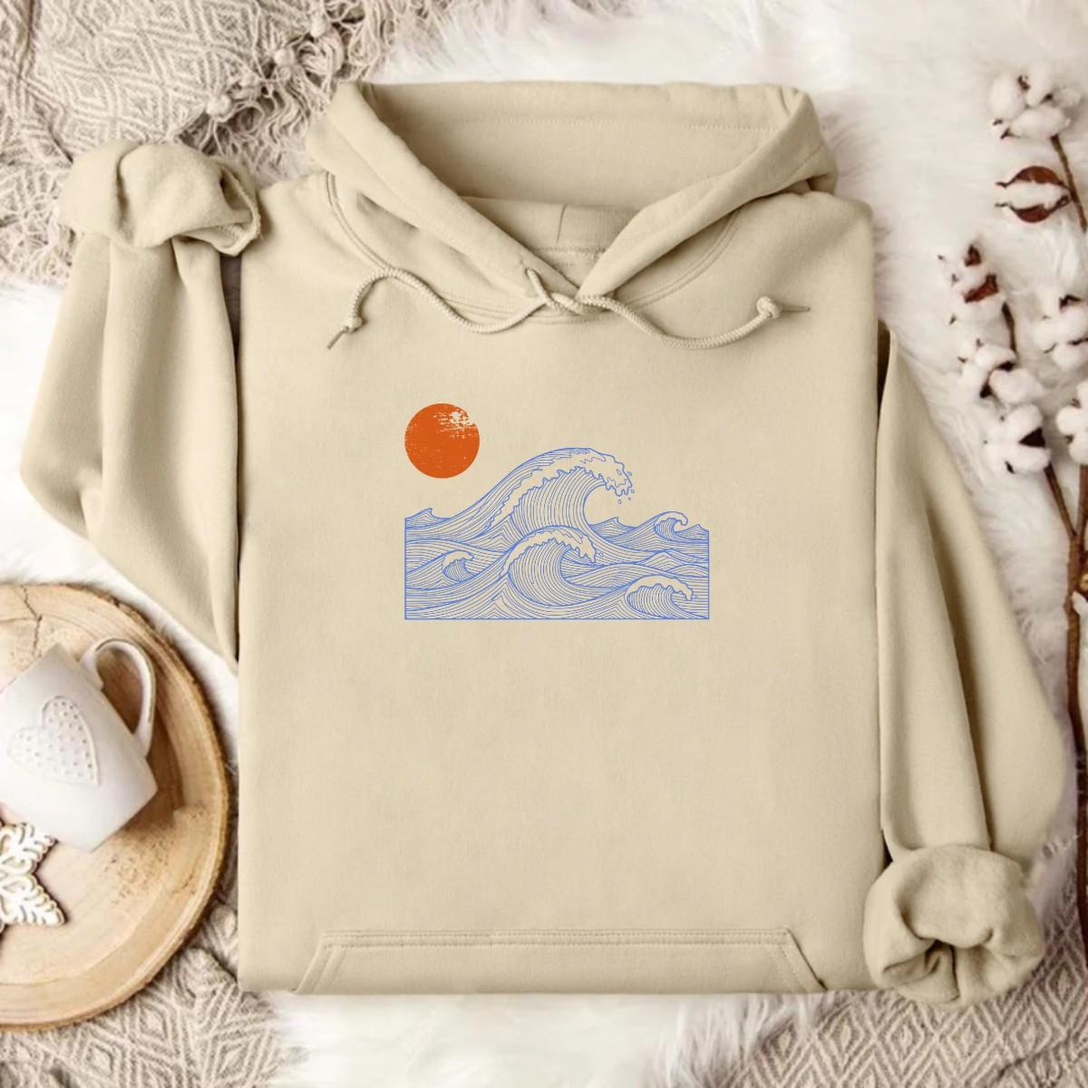 Stylish Sand Beige Ocean Hoodie