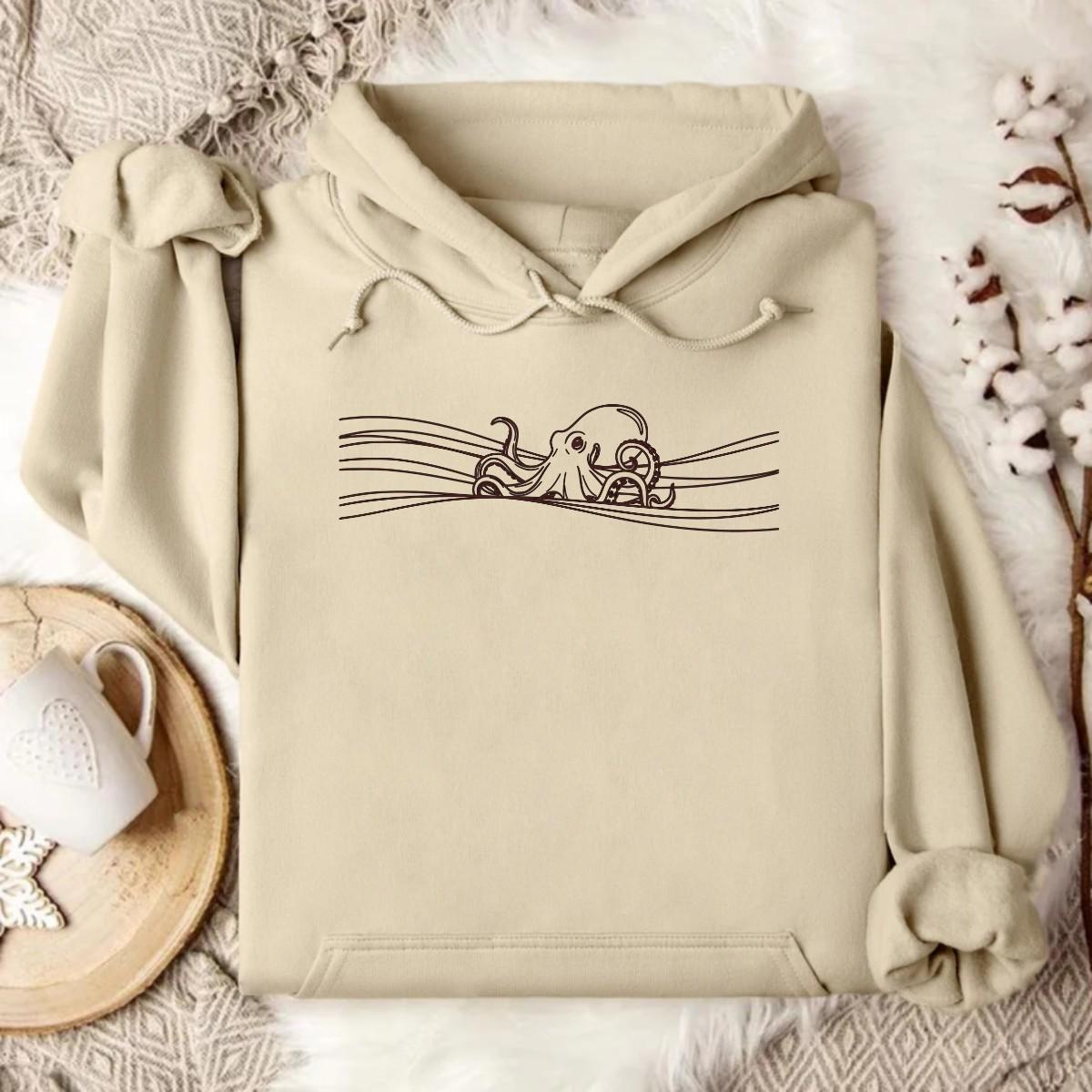 Stylish Sand Beige Ocean Hoodie