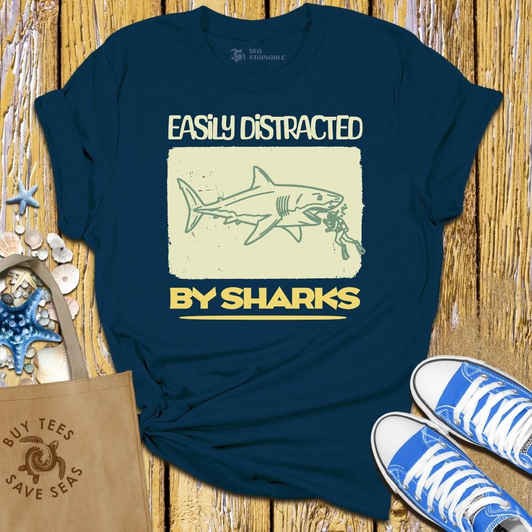 T-Shirt Navy / S Distracted Sharks T Shirt