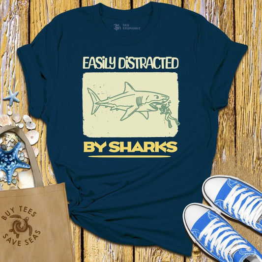 T-Shirt Navy / S Distracted Sharks T Shirt