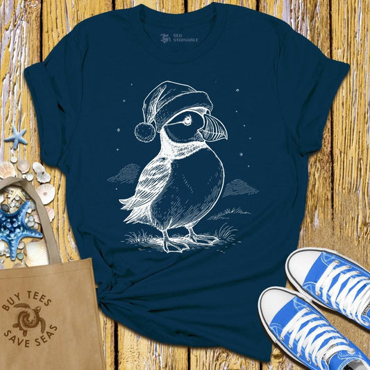 T-Shirt Navy / S Festive Puffin T Shirt