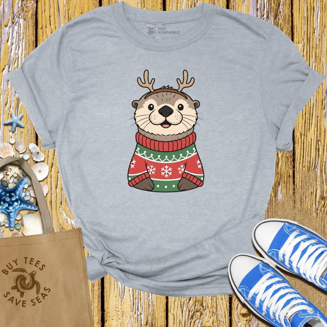 T-Shirt Sports Grey / S Festive Sea Otter T Shirt