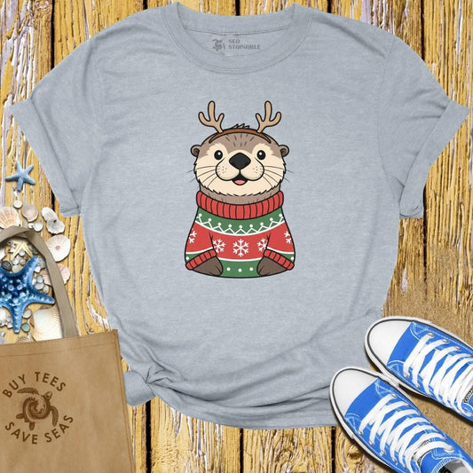T-Shirt Sports Grey / S Festive Sea Otter T Shirt