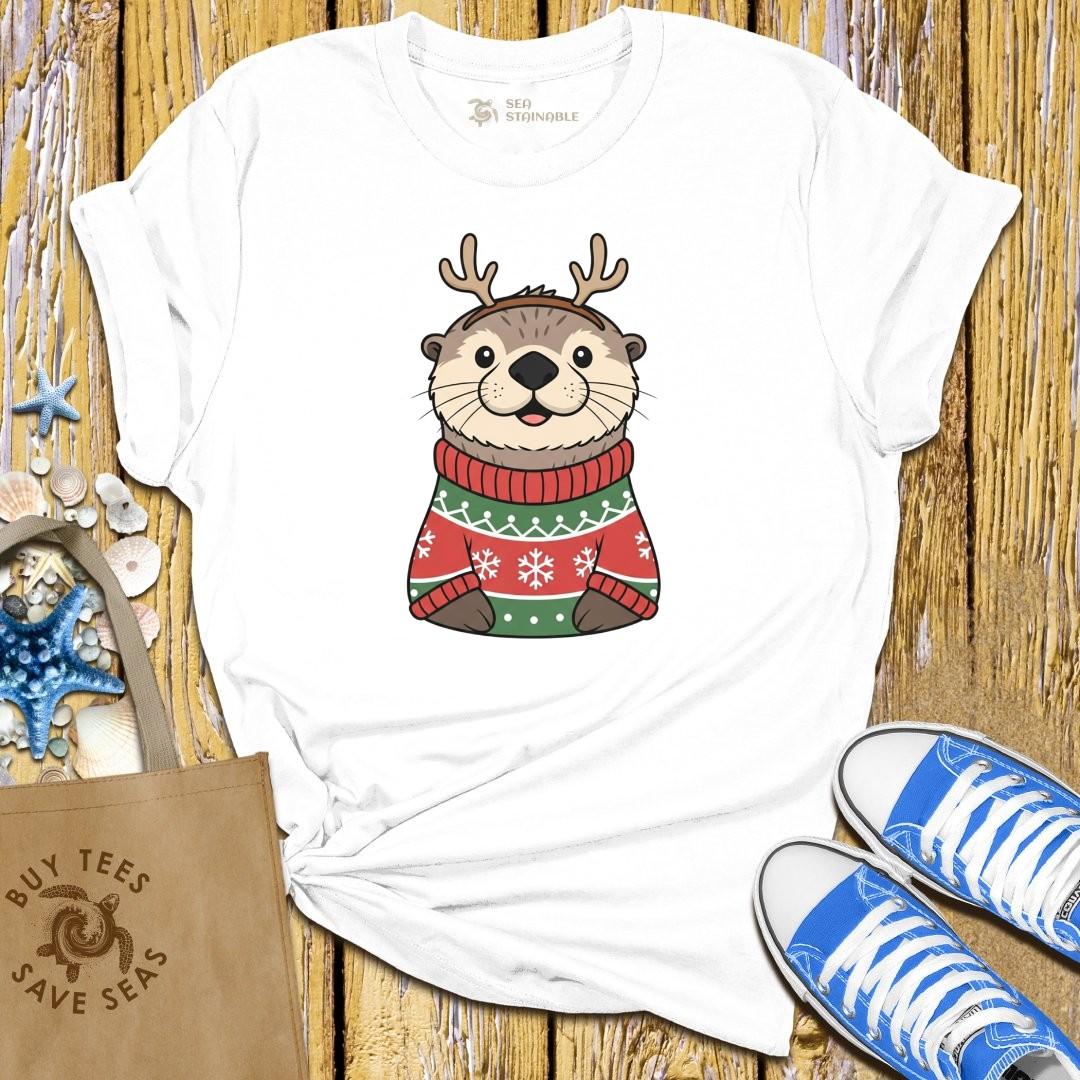 T-Shirt White / S Festive Sea Otter T Shirt