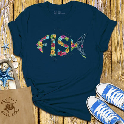 T-Shirt Navy / S Floral Fish T Shirt