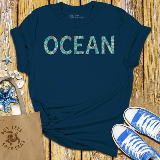 T-Shirt Navy / S Floral Ocean T Shirt