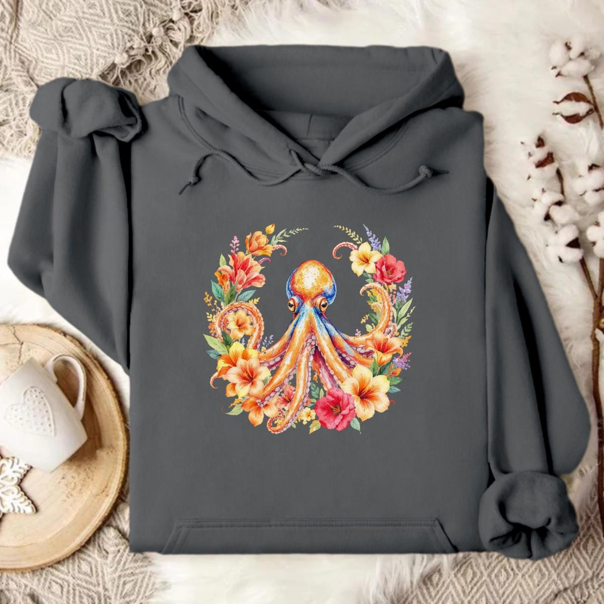 Hoodie Charcoal / S Floral Octopus Hoodie