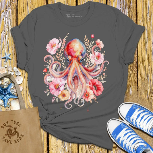 T-Shirt Charcoal / S Floral Octopus T Shirt