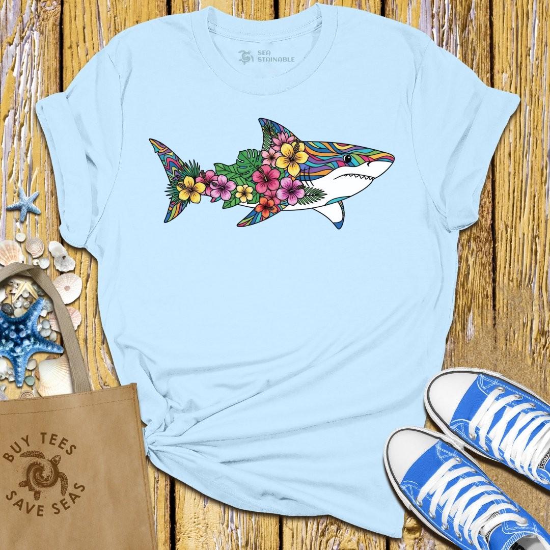 T-Shirt Light Blue / S Floral Shark T Shirt