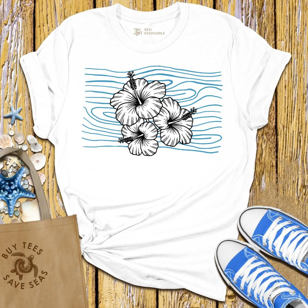 T-Shirt White / S Hibiscus Waves T Shirt
