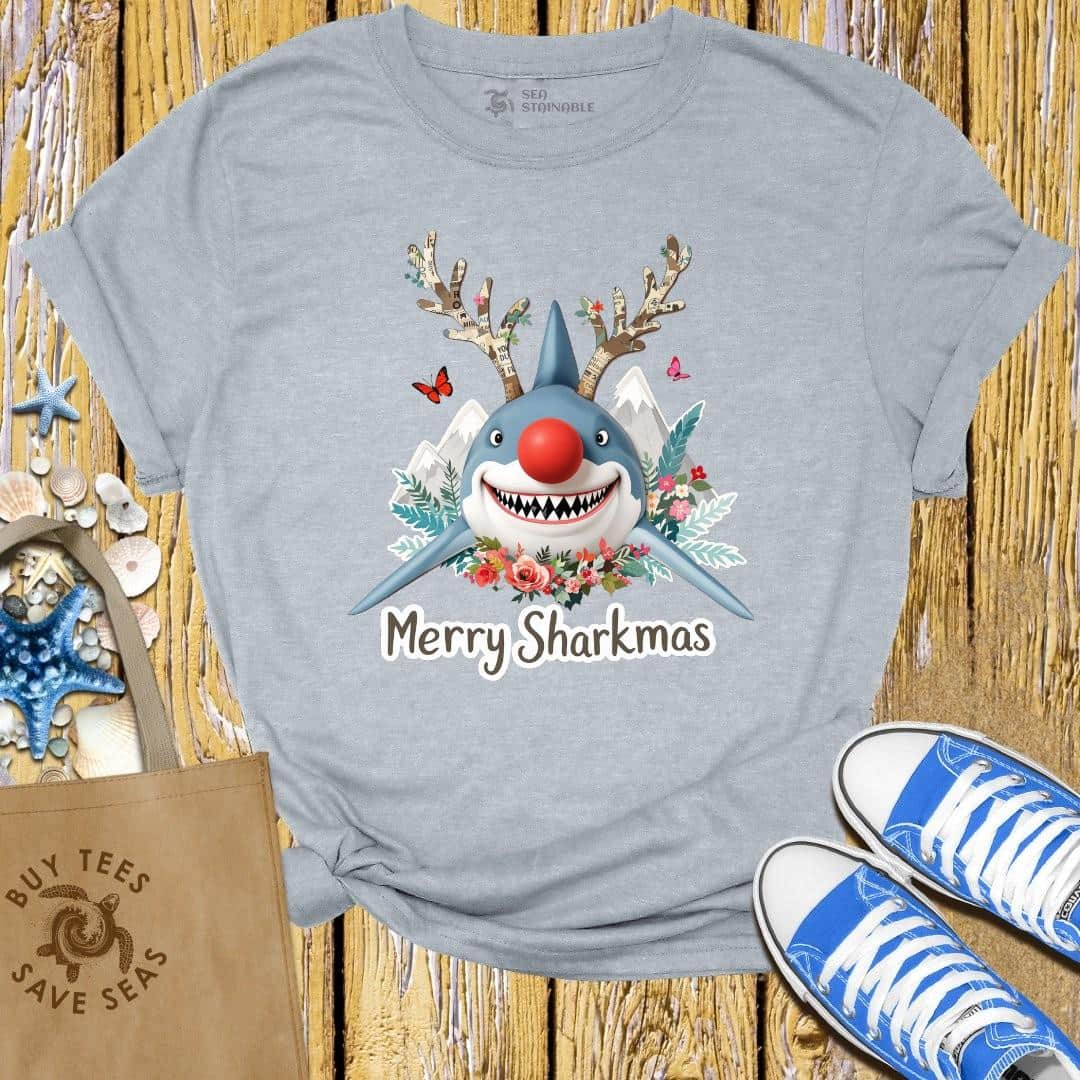 T-Shirt Sports Grey / S Merry Sharkmas T Shirt
