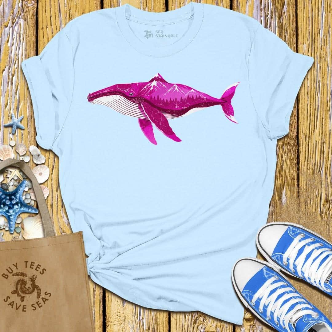 T-Shirt Light Blue / S Mountain Whale T Shirt