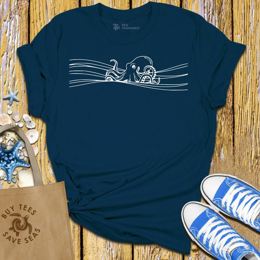 T-Shirt Navy / S Octopus Waves T Shirt