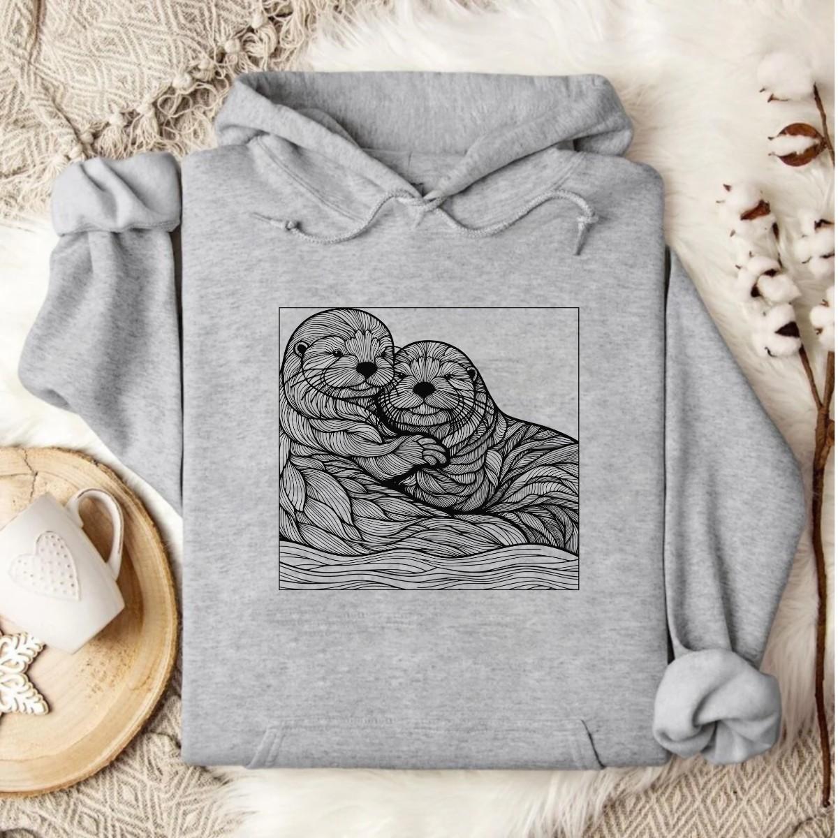 Hoodie Sports Grey / S Sea Otter Embrace Hoodie