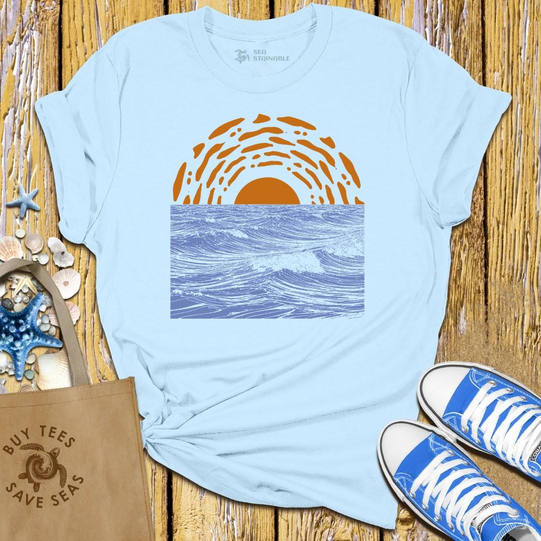 T-Shirt Light Blue / S Sunset Waves T Shirt