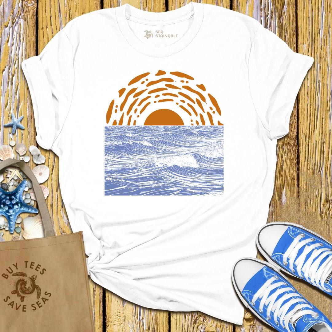 T-Shirt White / S Sunset Waves T Shirt