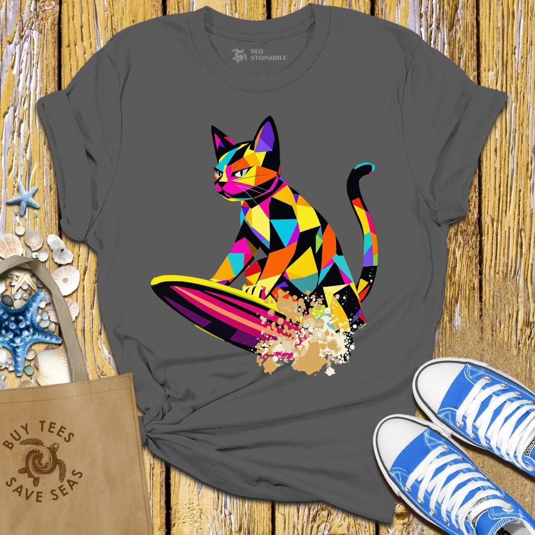 T-Shirt Charcoal / S Surfing Cat T Shirt