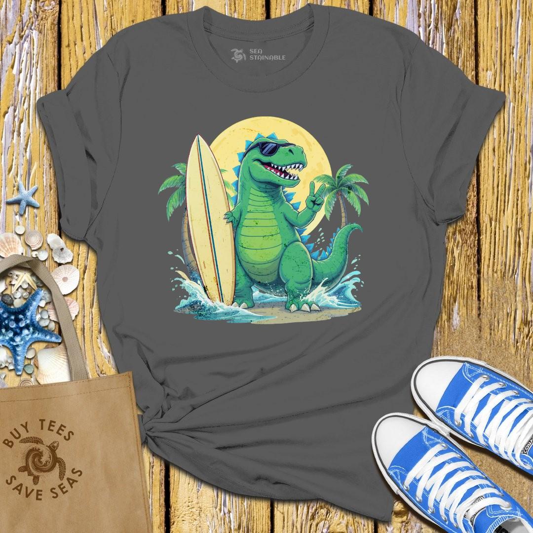 T-Shirt Charcoal / S Surfing Dinosaur T Shirt