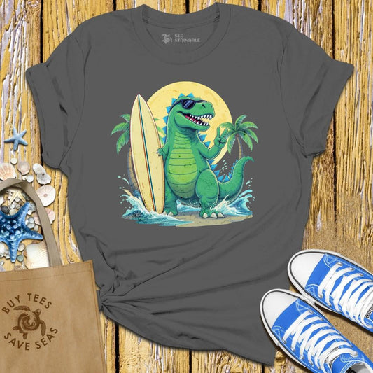 T-Shirt Charcoal / S Surfing Dinosaur T Shirt