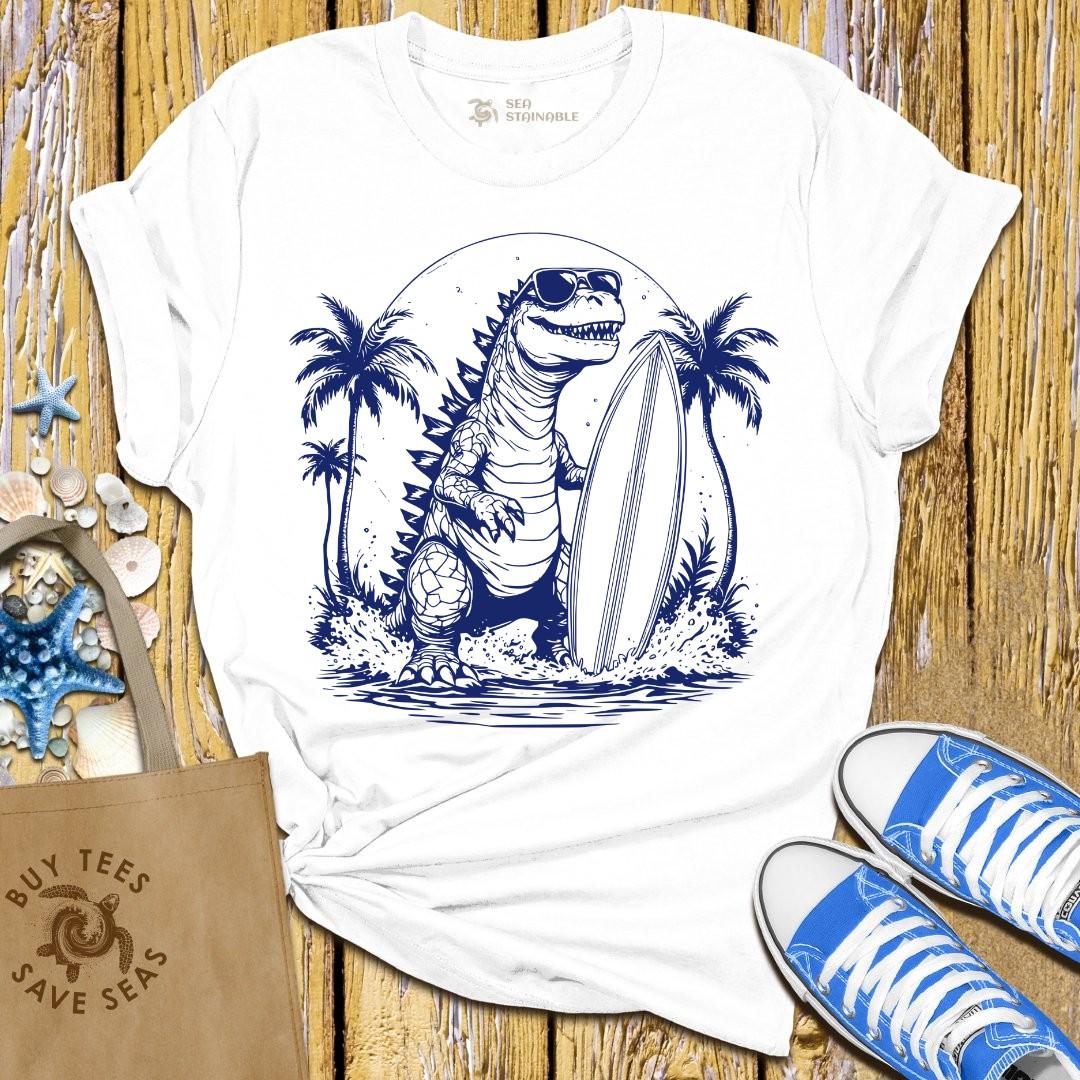 T-Shirt White / S Surfing Godzilla T Shirt