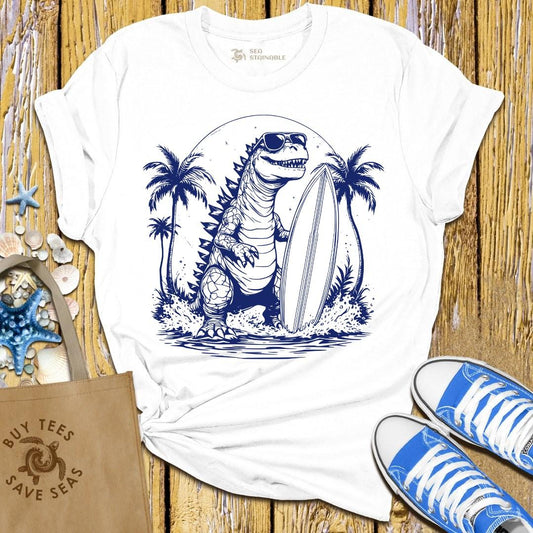 T-Shirt White / S Surfing Godzilla T Shirt