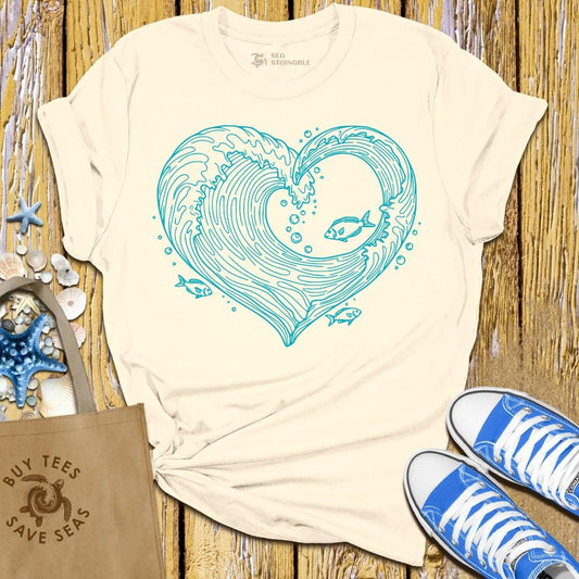 T-Shirt Sand / S Wave Heart T Shirt