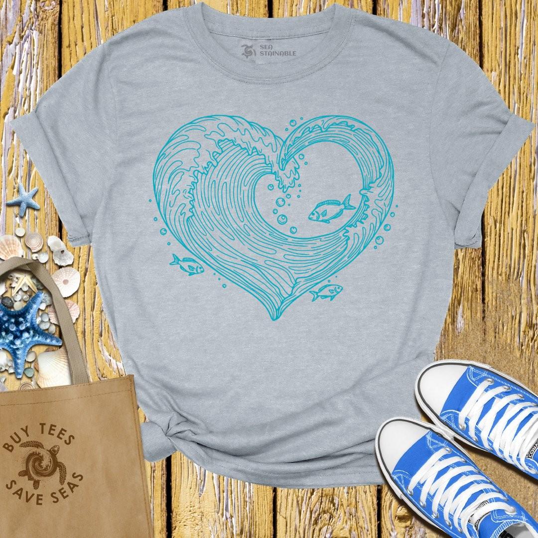 T-Shirt Sports Grey / S Wave Heart T Shirt