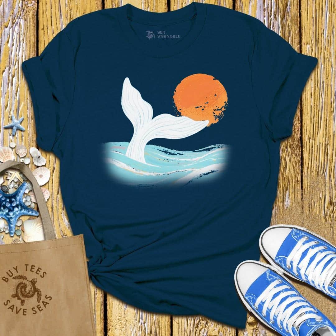 T-Shirt Navy / S Whale Sunset T Shirt