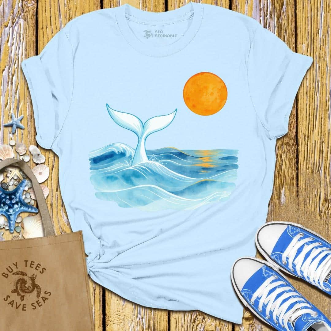 T-Shirt Light Blue / S Whale Wave T Shirt
