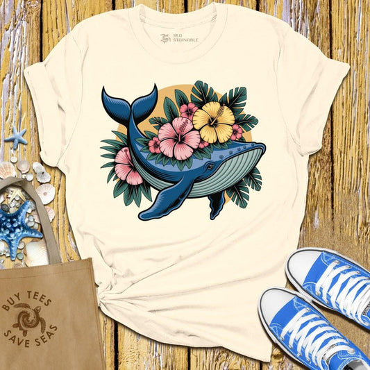 T-Shirt Sand / S Whales With Flowers T Shirt