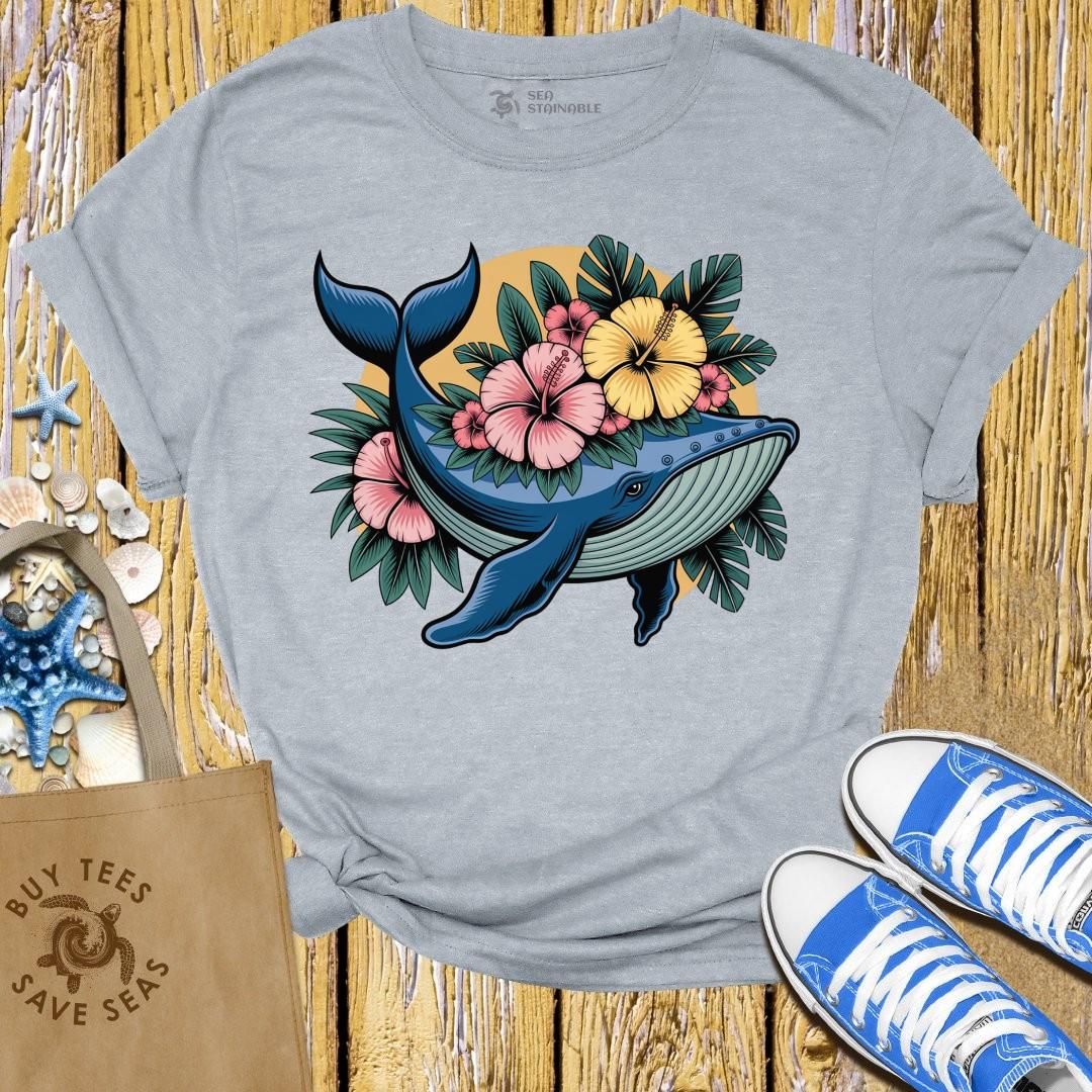 T-Shirt Sports Grey / S Whales With Flowers T Shirt